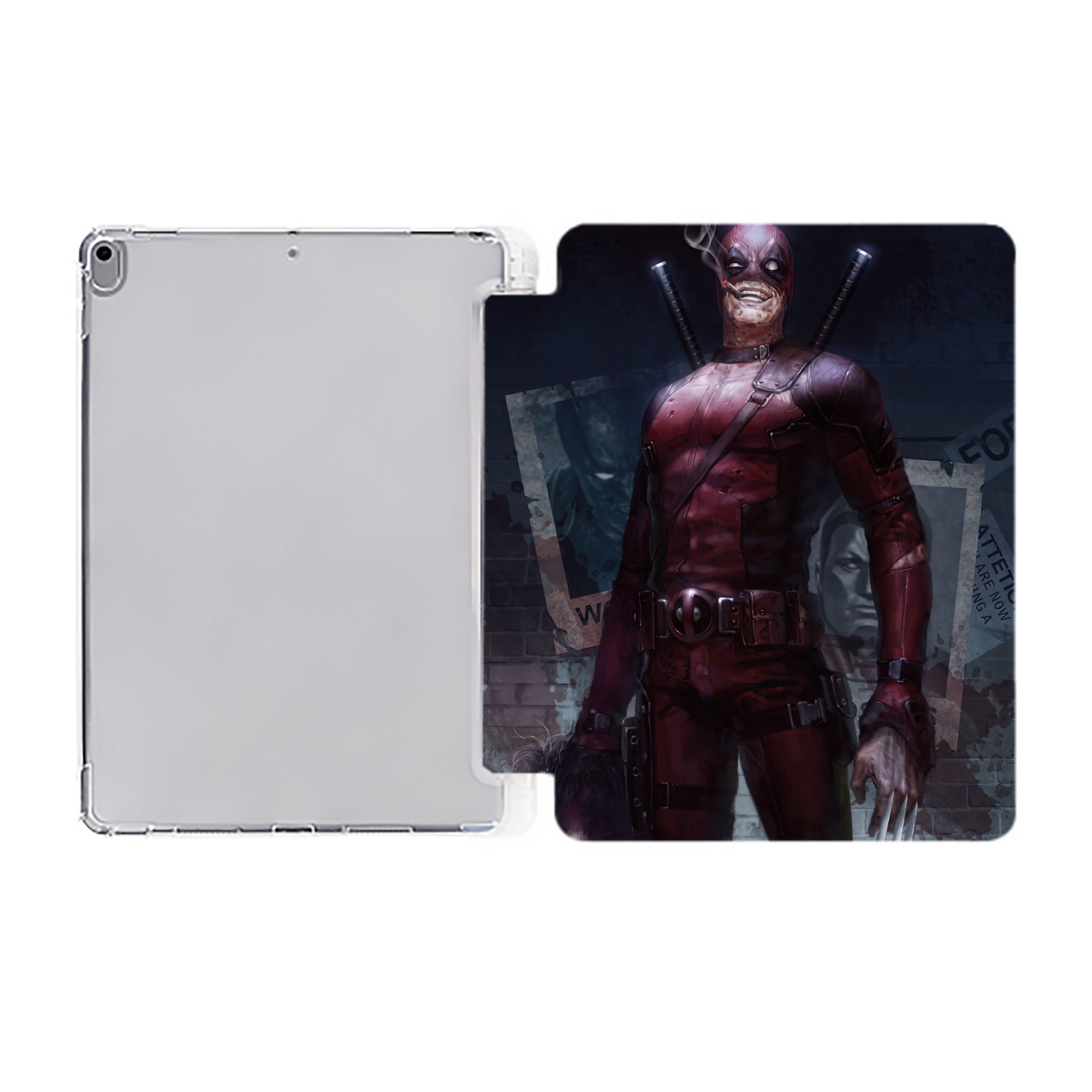 （画像用） Deadpool デッドプール IPad ケース ペン収納付き 三つ折りスタンド PUレザー×シリコン 対応機種9.5/10.5/10.9インチ